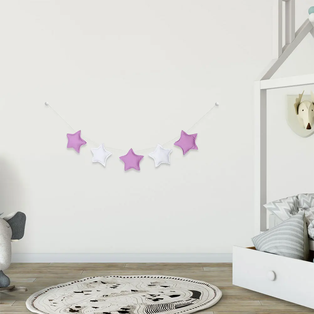 

2Pcs Star Garland Hanging Streamers for Kids Bedroom Ceiling Decoration Colorful Bunting Nursery Accessory Hot Air Balloon Flag