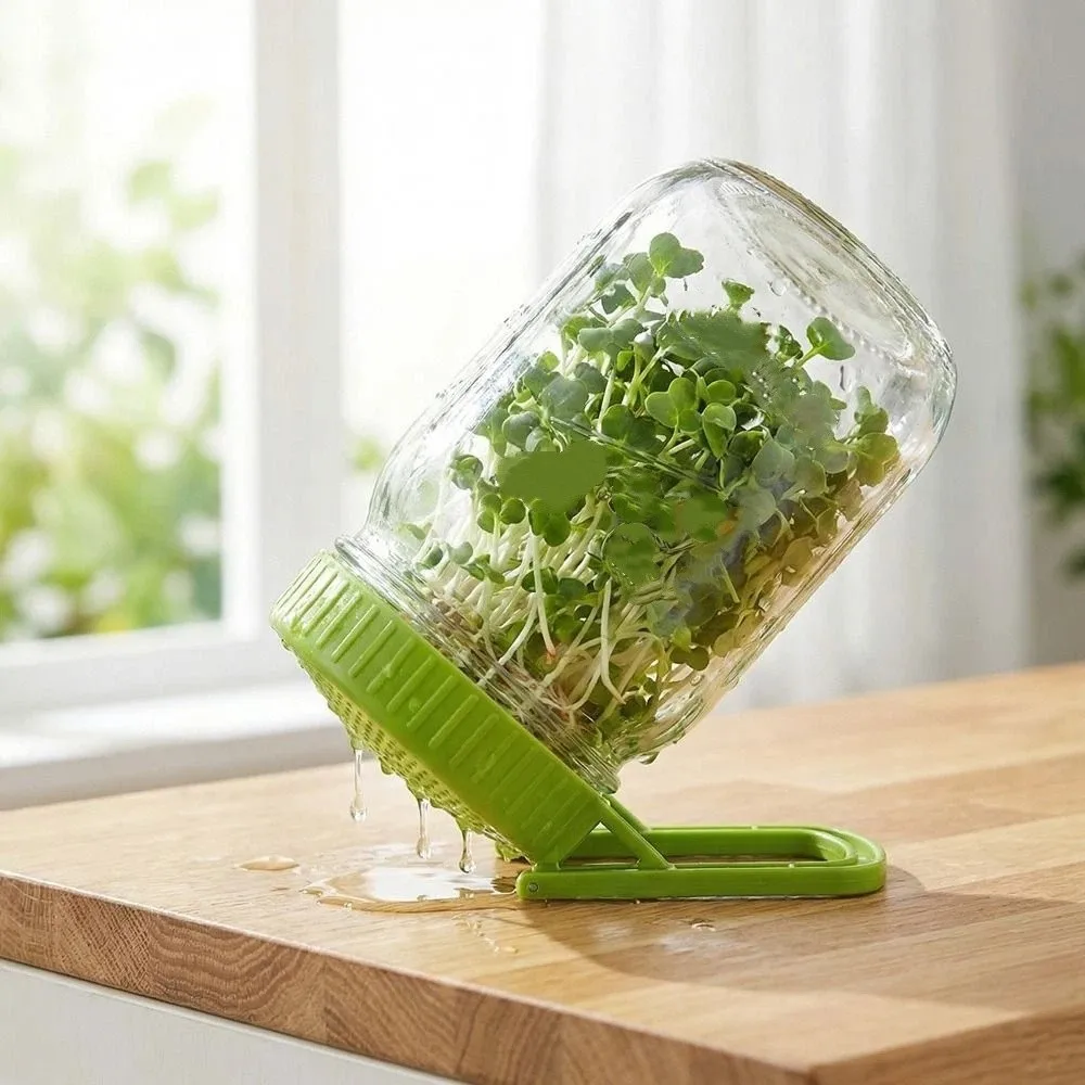 Plastic Mason Sprouting Lid With Bracket Sprouting Tray Bean Sprouting Kit Draining Mesh Efficient Germination Jar Lid