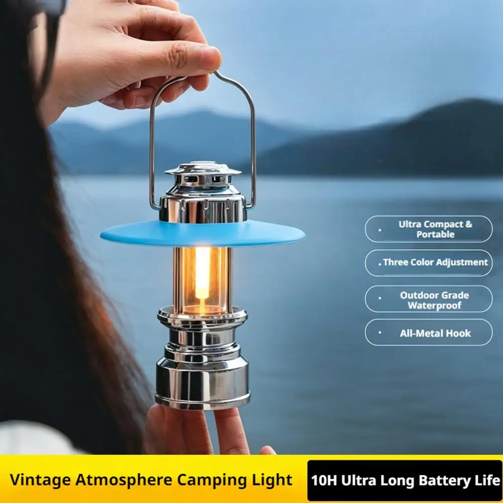 Portable Rechargeable Camping Light Dimmable LED Lantern IP44 Waterproof Built-in Magnet Detachable Lampshade Type-C Charging