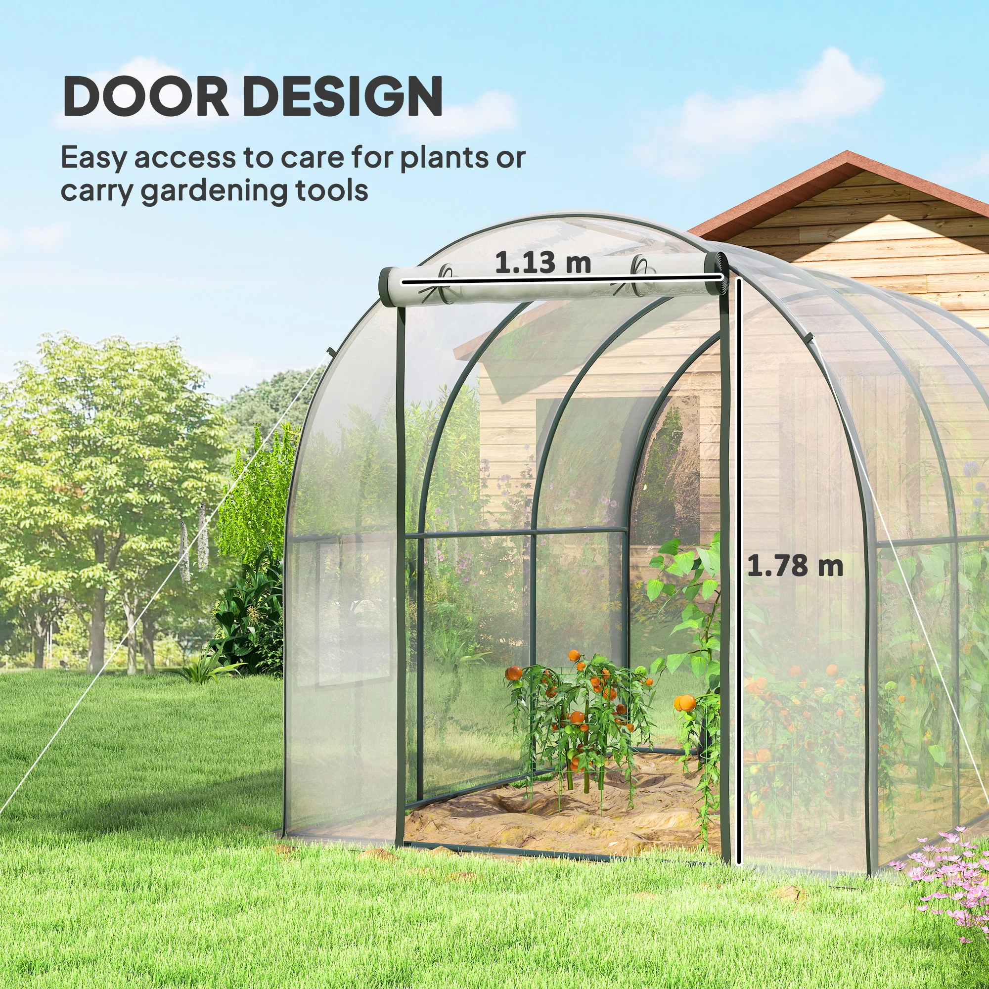 Polytunnel Greenhouse with Clear Cover, Walk-In Grow House, 3 X 2 X 2m