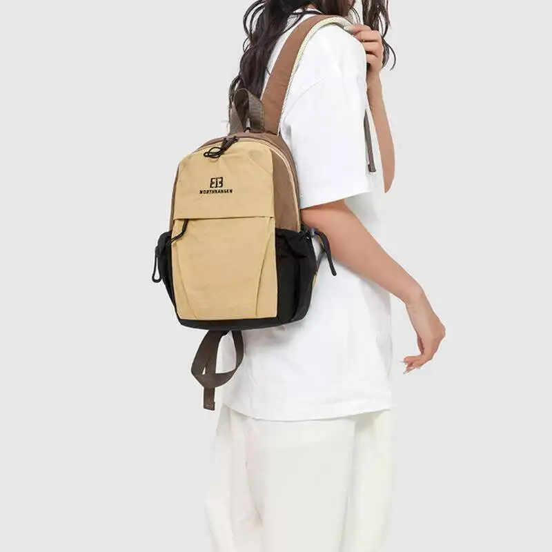 New Color Block Backpack Waterproof Nylon Multiple Pockets Breathable Mesh Straps Adjustable for Daily Commute Travel Casual