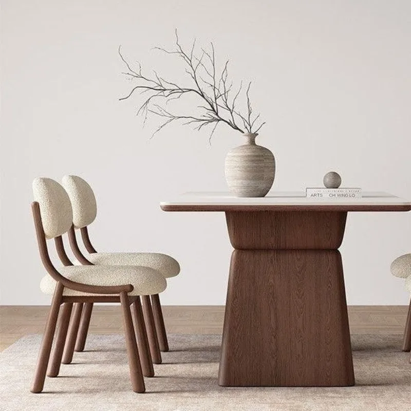 Mid-Century Solid Wood Dining Table 2025 Modern Simple Small Household Fully Supported Rectangular Maple Slate Dining Table