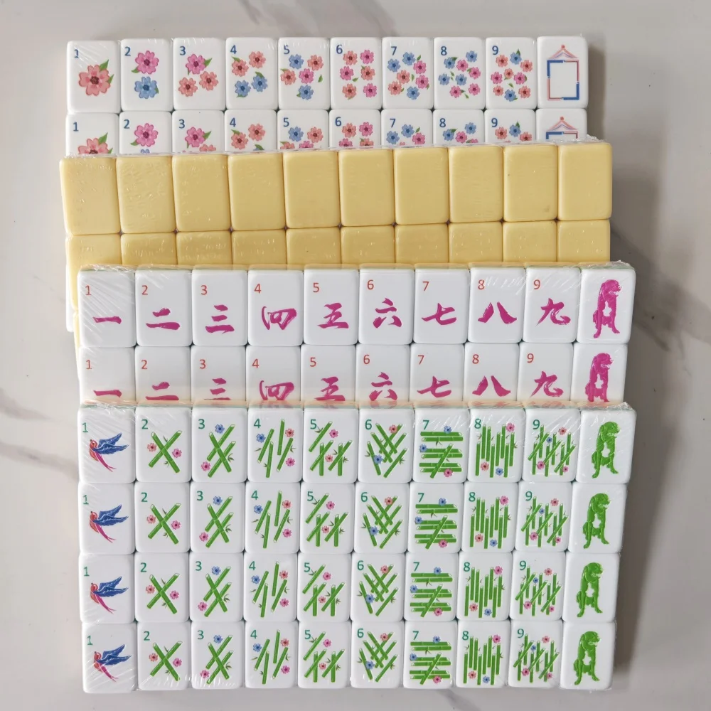 OMHJGO Customized American Mahjong Tiles 4-Layer Acrylic Luxury Modern Yellow Mahjong Sets Family Games Gifts Portable Mah Jongg