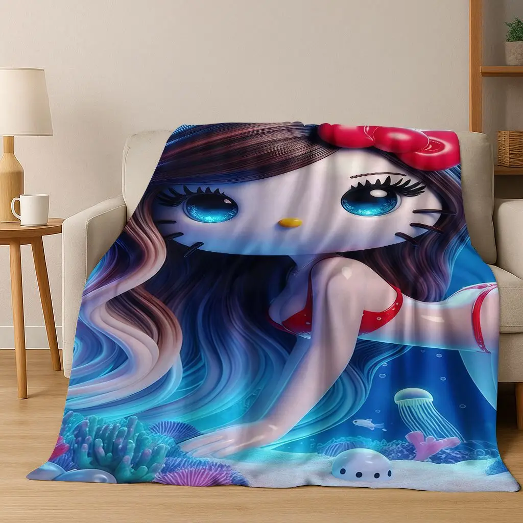

Fashion Hello Kitty Sexy Girls Cartoon Flannel Blanket,Warm and Cozy Soft Throw Blanket for Home Bedroom Bed Sofa Picnic Cover