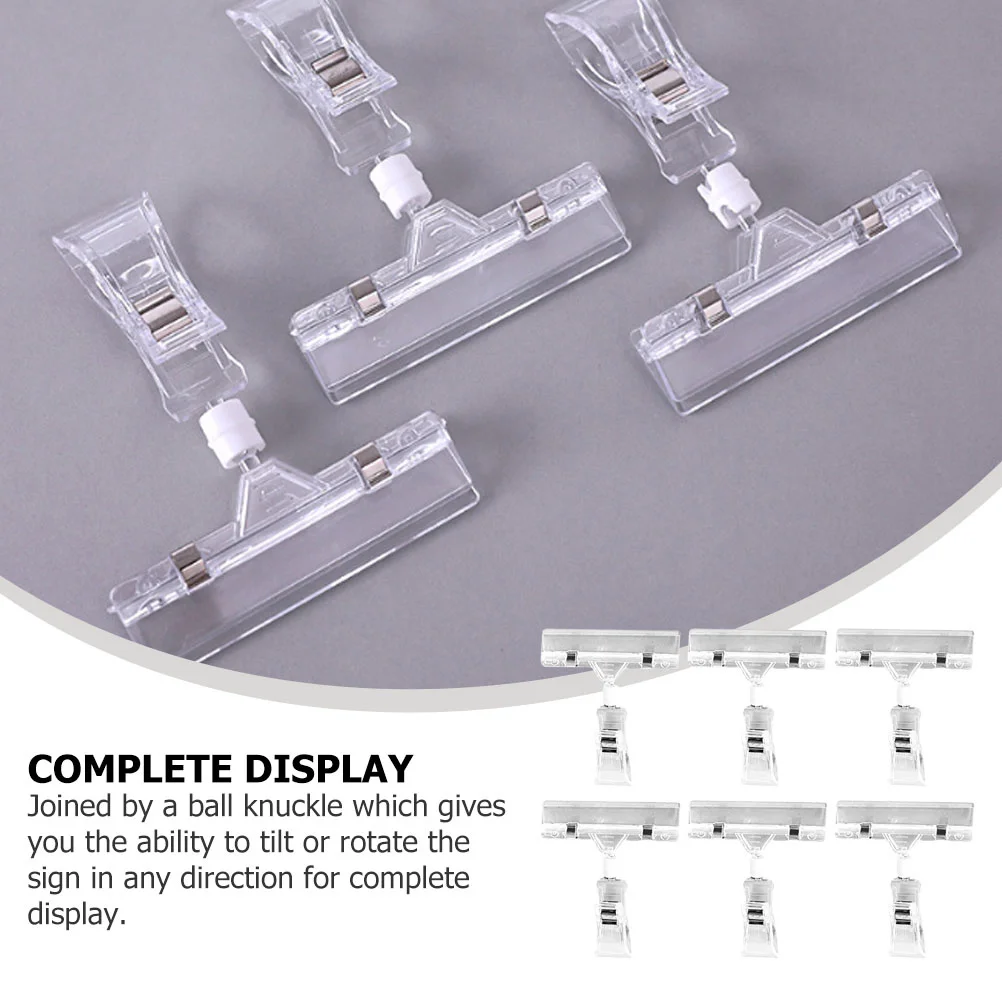 

30Pcs Transparent Merchandise Price Tag Clips Rotatable Plastic Sign Holders for Retail Store Advertising Display