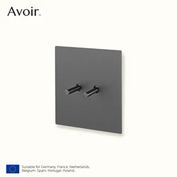 Avoir Wall Toggle Switch Gray Stainless Steel Panel Light Switches 2Way Power Socket Europe Korea French Electrical Outlets Home
