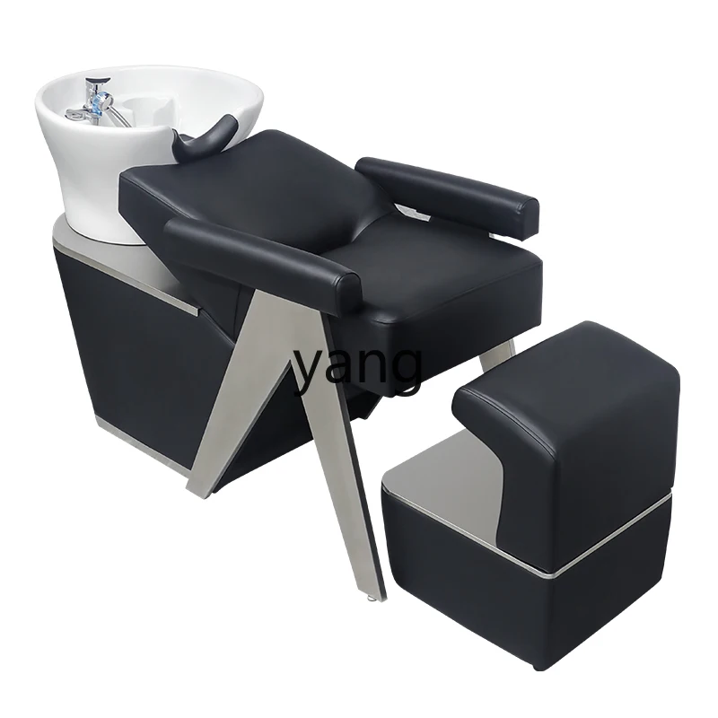 

Yjq barber shop half-lying shampoo bed ceramic basin stainless steel flushing bed hair salon special