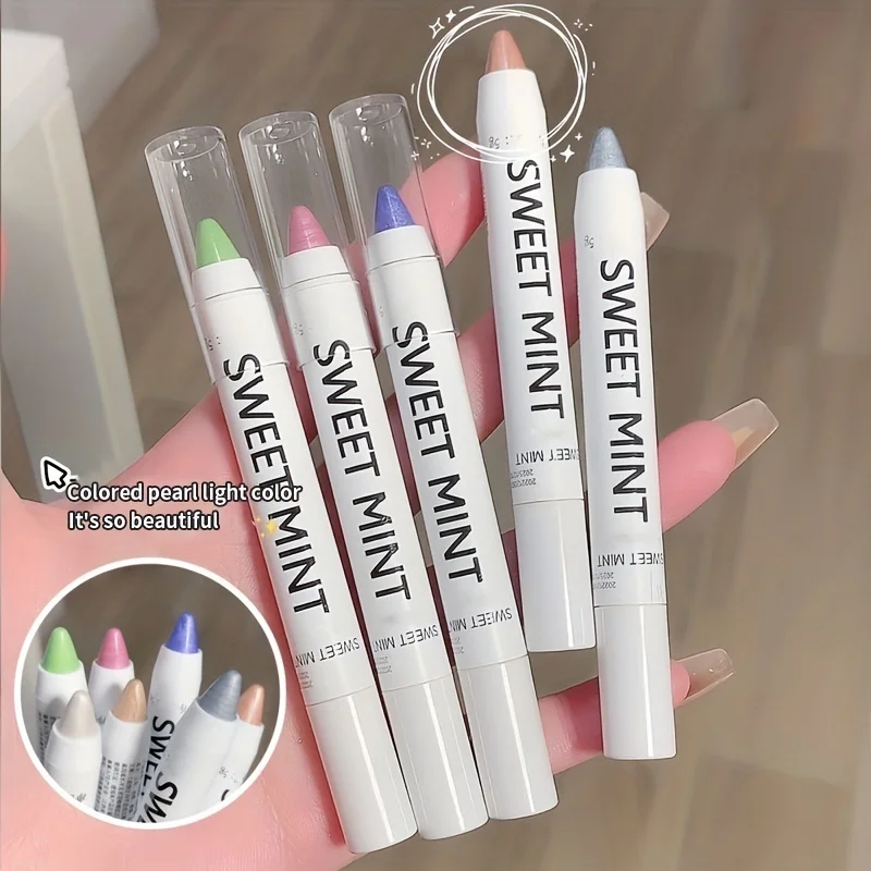 10-Farben liegender Seidenraupenstift, Textmarker, matt, schimmernd, wasserfest, langlebig, pigmentierter Lidschattenstift