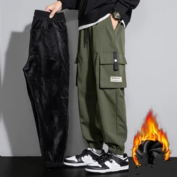 2023 Winter Men Y2k Vintage Baggy Pants Thicken Warm Pants Mens Fleece Cargo Ankle-length Joggers Harem Pants Oversize Trousers