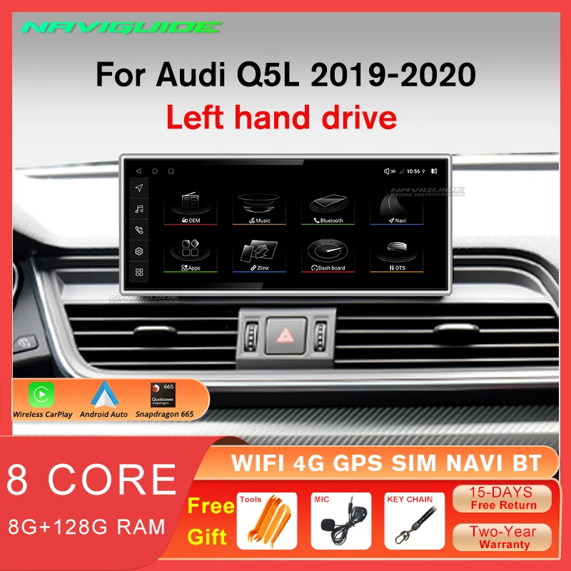 NAVIGUIDE 10.25INCH Car Radio 8+128G For Audi Q5L 2019-2020 LHD Carplay Multimedia Player GPS Navigation Android 12 Headunit