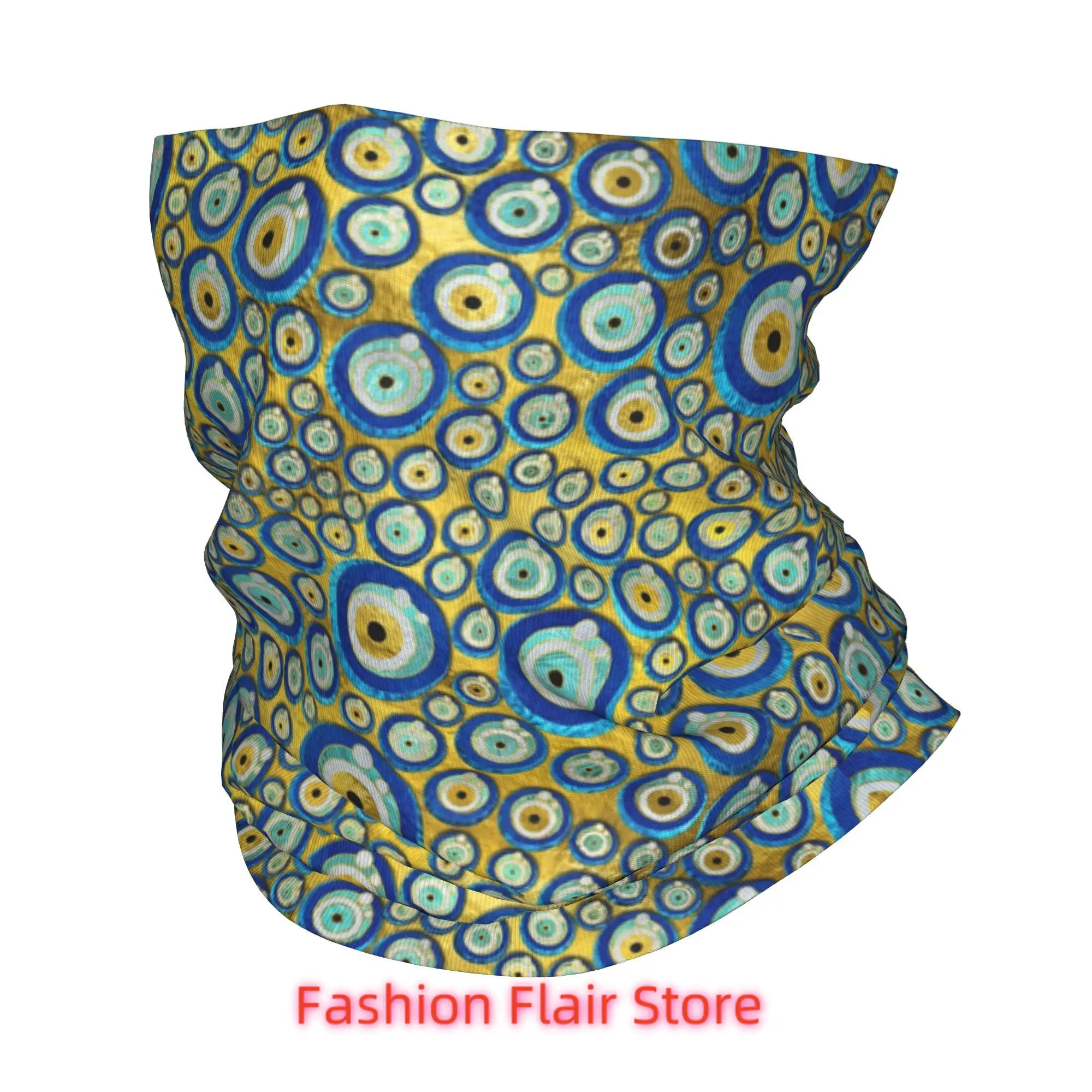 اليونانية الأزرق الزجاج عين الشر تميمة نمط باندانا الرقبة الجراب قناع مطبوع وشاح متعدد الوظائف عقال للجنسين الكبار #4