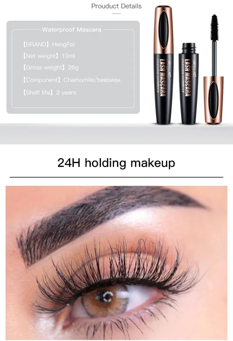 Extension 4D Pure Silk Fiber Lash มาสคาร่าแต่งหน้ากันน้ํา Ultra Black Volume และความยาวหนา lash Extension แต่งหน้าขนตา