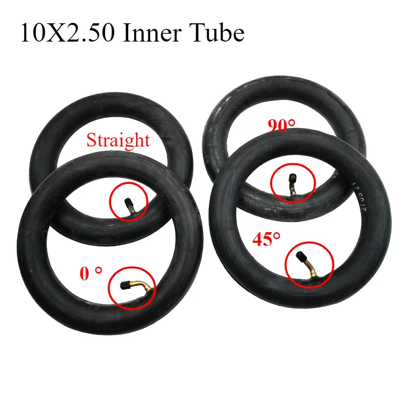 HOTA 10 Zoll 10X2,50 Innenschlauch mit Gebogenem Ventil 0 45 90 Grad für Kinderwagen, Buggy, Roller