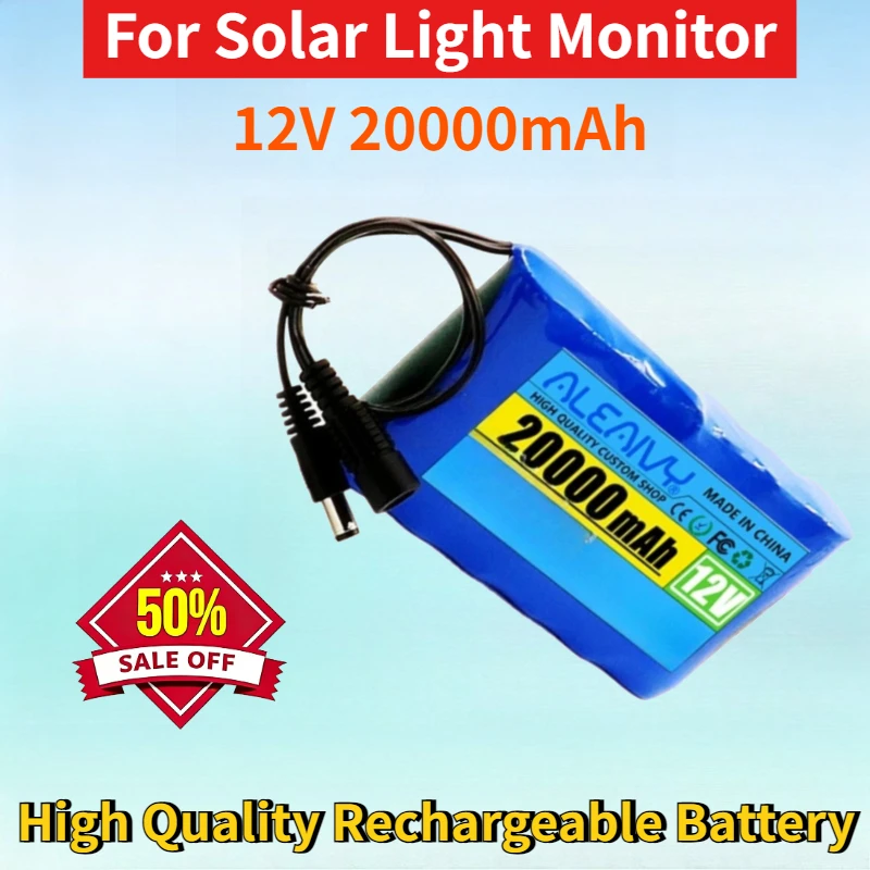 

3S2P 12V 20000mAh Lithium-ion Rechargeable Battery for Solar Light Monitor High Quality Replacement Battery with 12.6V Charger