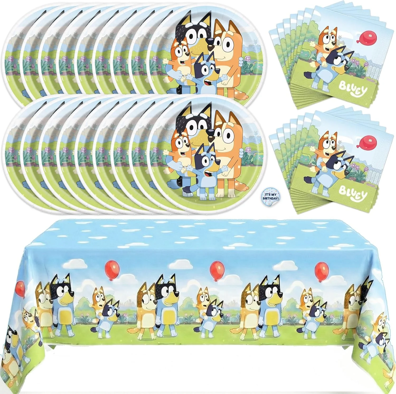 Decoración para Fiesta de Cumpleaños de Bluey, Platos con Temática de Perro Azul, Manteles, Juegos de Servilletas, Globos, Regalos de Cumpleaños para Niños, Baby Shower
