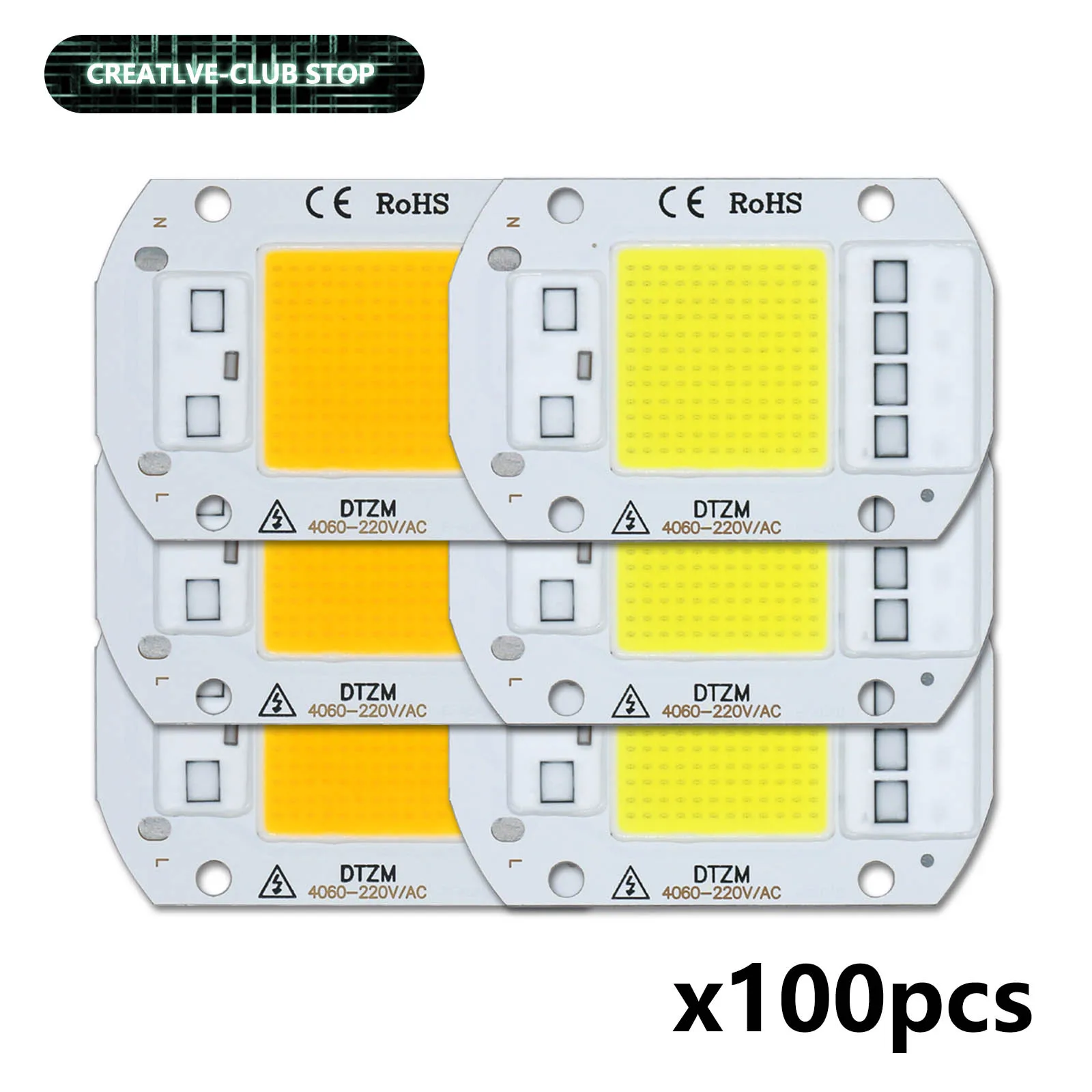 

100pcs 10W 20W 30W 50W AC 220V Smart IC No Need Driver COB Lamp Bead Module LED Chip Diodes Lamp Bulb Diy Spotlight Floodlight