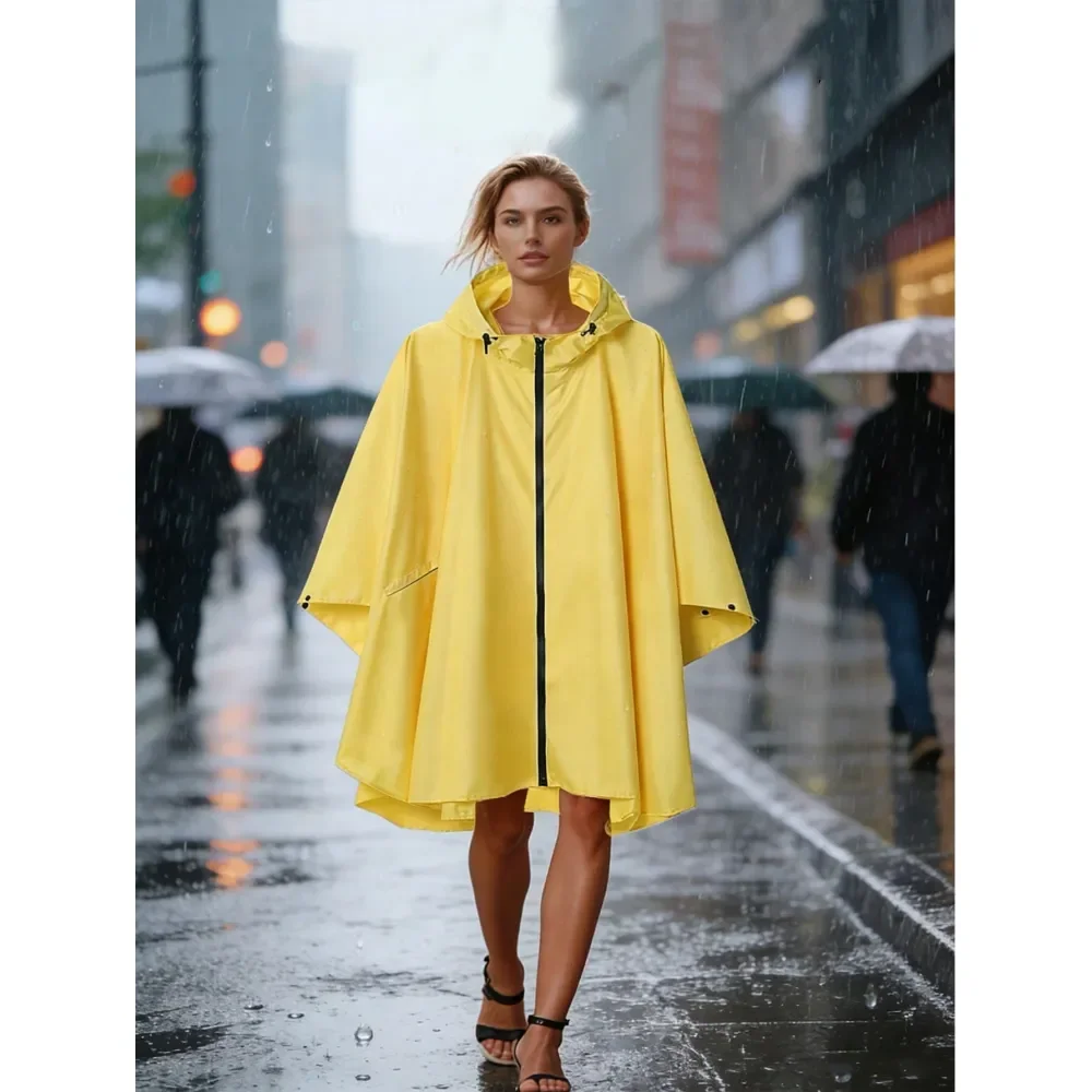 

Hooded Rain Poncho With Large Pockets, Lightweight Unisex Rain Jacket For Hiking, Camping, Outdoor Travel