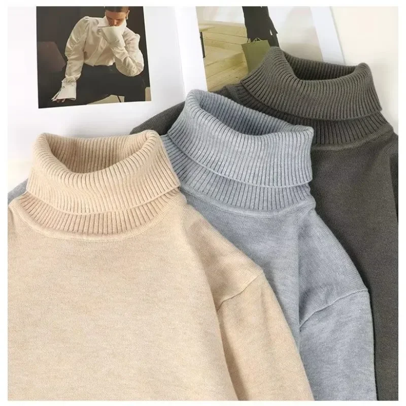 Winter Hot Sale Men Thickened Warm Turtleneck Sweaters Male Chic Casual Solid Color Pullovers Comfortable Skin Friendly Knit Top
