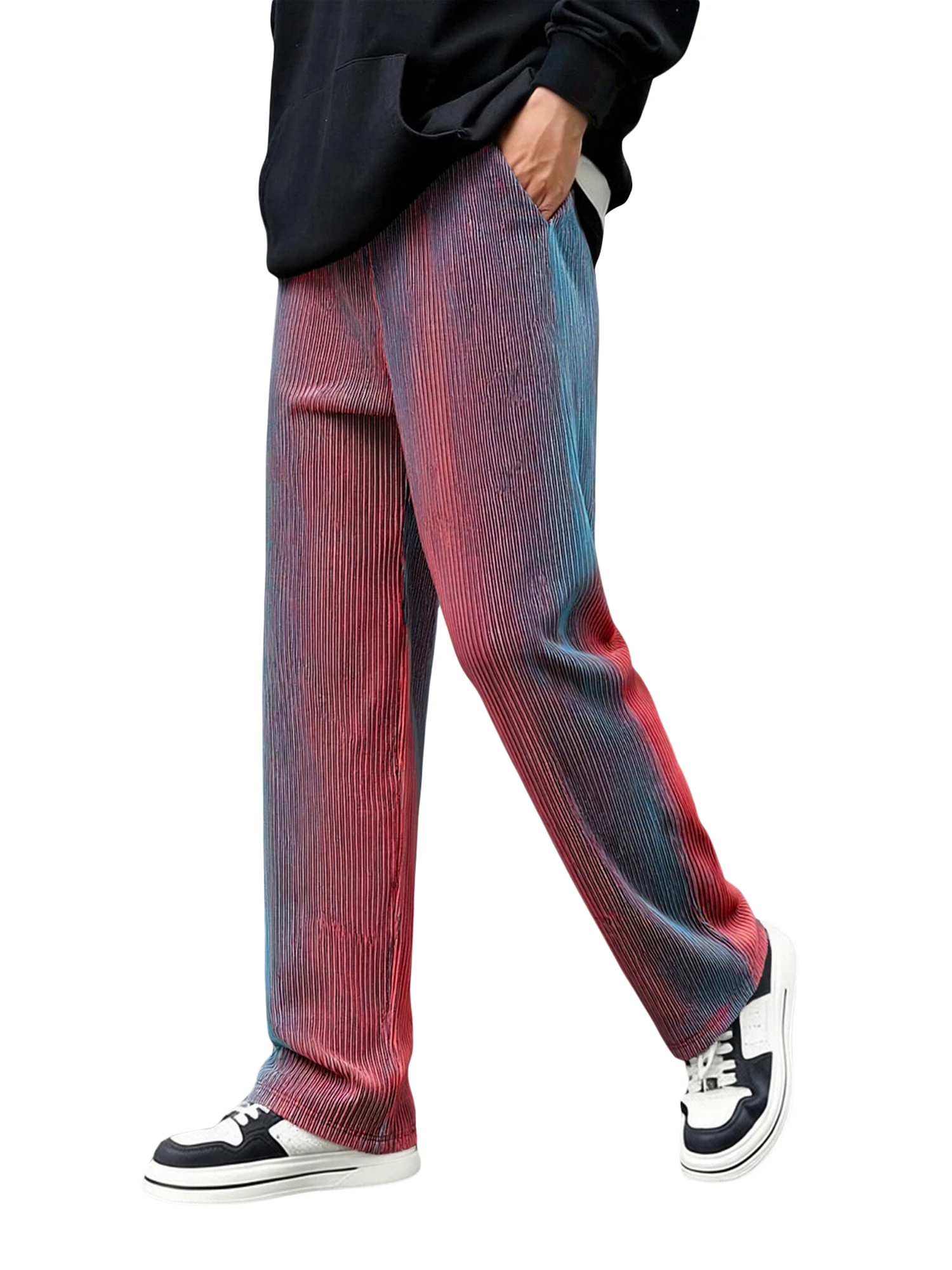 

Мужские брюки с градиентным эффектом, широкие, модные, повседневные, на шнурке, свободного кроя, в стиле стритвир