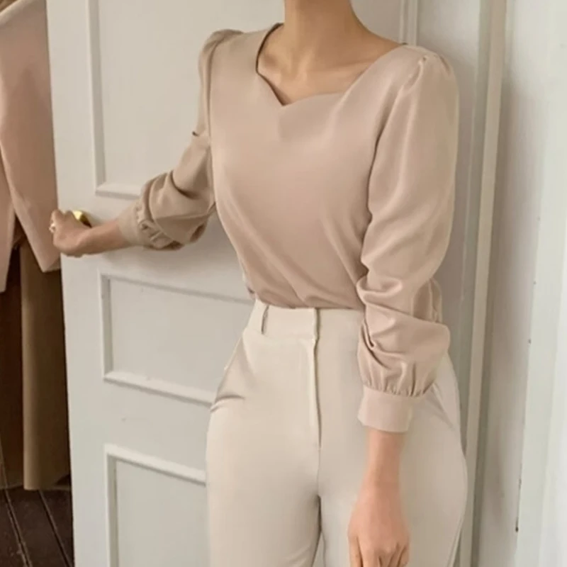 Elegant Spring Autumn Women Blouse Puff Long Sleeve Casual Simple Shirts 2024 Loose Simple Tops Fashion Ladies Clothes