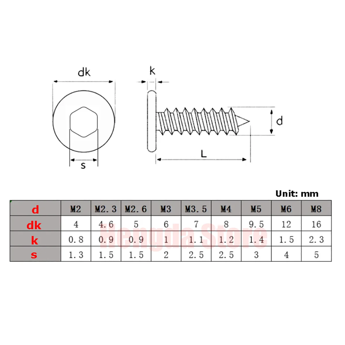 M2 M2.3 M2.6 M3 M3.5 M4 M5 M6 M8 CA 304 Stainless Steel Allen Hex Ultra Thin Low Flat Wafer Head Self Tapping Screw Wood Screws