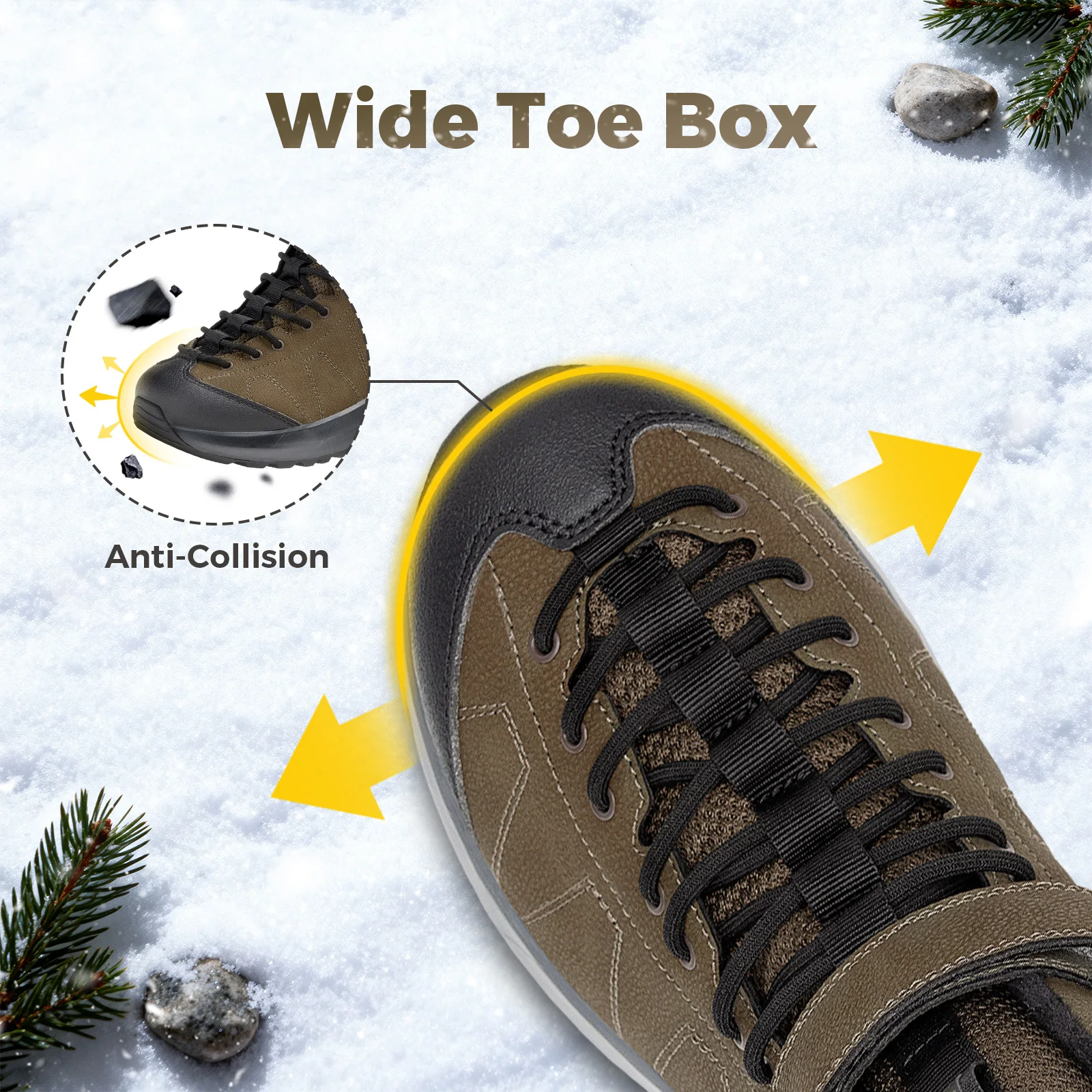 FitVille Wide Toe Box Men Snow Boots Warm Fur‑Lined Slip‑Resistant Winter Boots Hook‑and‑Loop Closure Outdoor Cold‑Weather Shoes