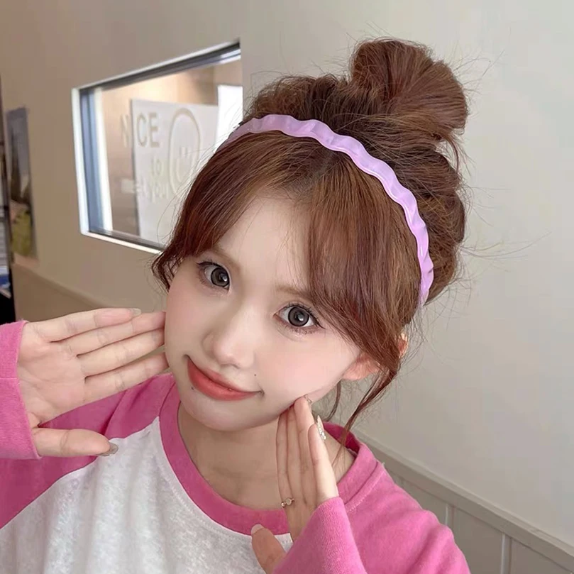 AWAYTR Korean Candy Colors Wave Hair Band Women Plastic Bezel Girls Hair Hoop Thin Edge Headband Hair Accessories New Hairband