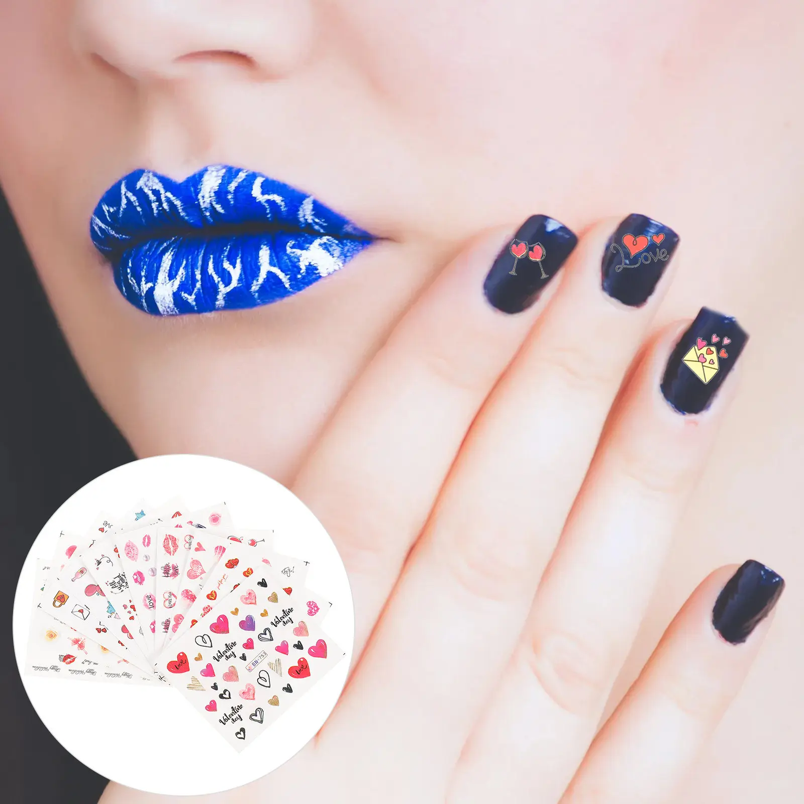 

Nail Decorations for Art Plate Fingernail Decals Stamper Design Valentine Plates Stickers