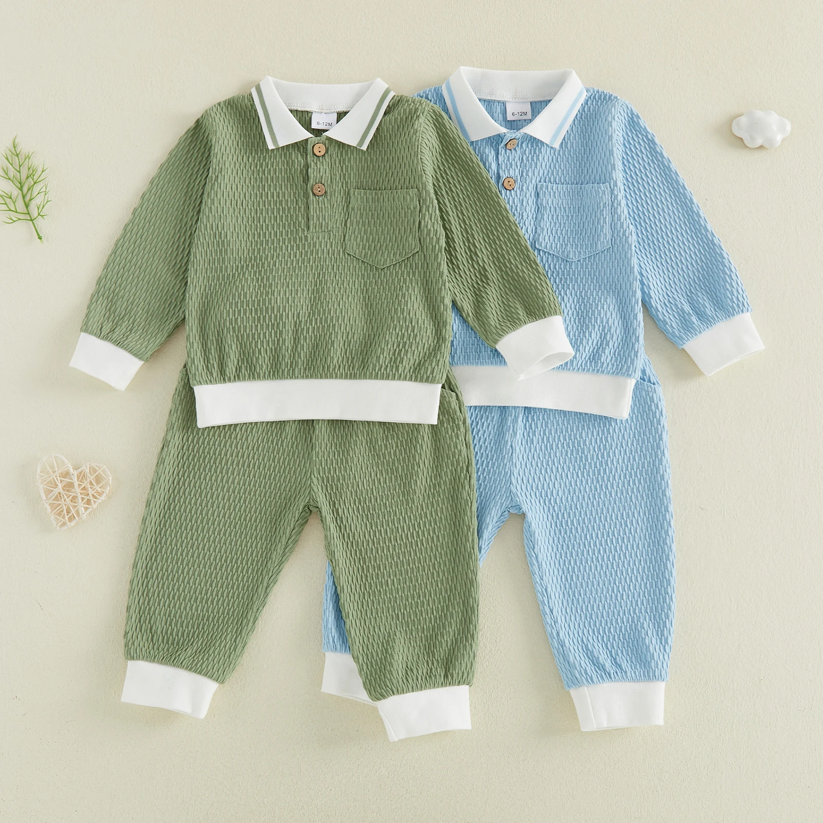 2027 Early Autumn Toddler Baby Boys 2-piece Outfit Fashion Long Sleeve Shirt with Pants Fall Outfit for Casual Daily Sets