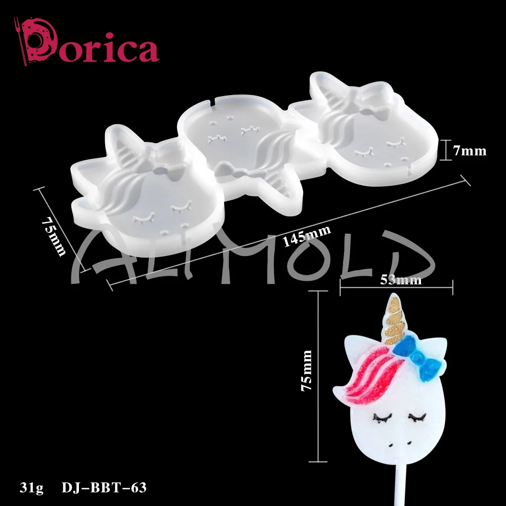 Unicorn Design Epoxy Mold Diy Handmade Chocolate Lollipop Silicone Mould Cake Decorating Tools Kitchen Accessories Bakeware