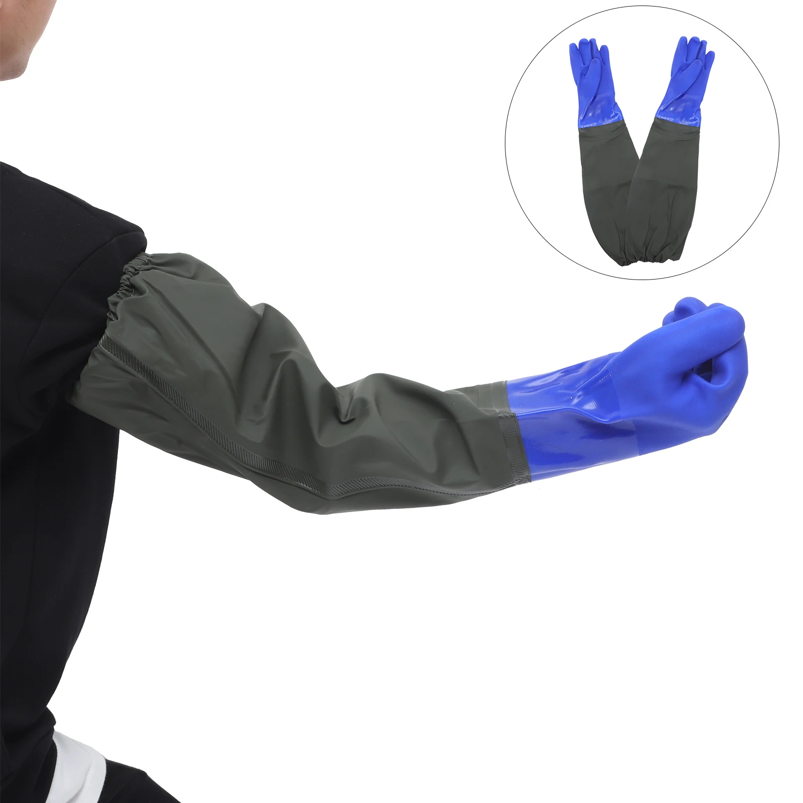 

1 Pair Waterproof Fish Catching Gloves Reusable Fadeless Long Fishing Gloves For Outdoor Aquarium Pool Garden Car Wash