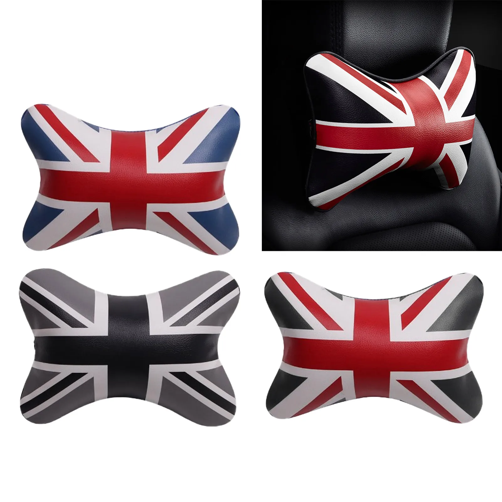 Union Jack Car Neck Pillow UK Flag Car Seats Headrest Cushion Cervical Pillows Neck Support Pillow For 2022 Queen's 70th Jubilee