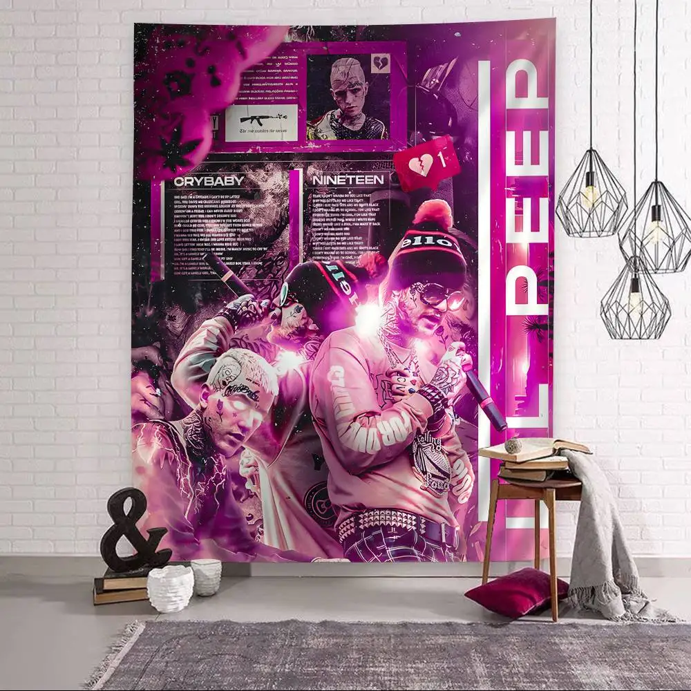 الهيب هوب مغني الراب ليل اللمحة مطبوعة كبيرة قماش مزخرف جداري الفن الخيال العلمي غرفة ديكور المنزل ديكور بطانية #5