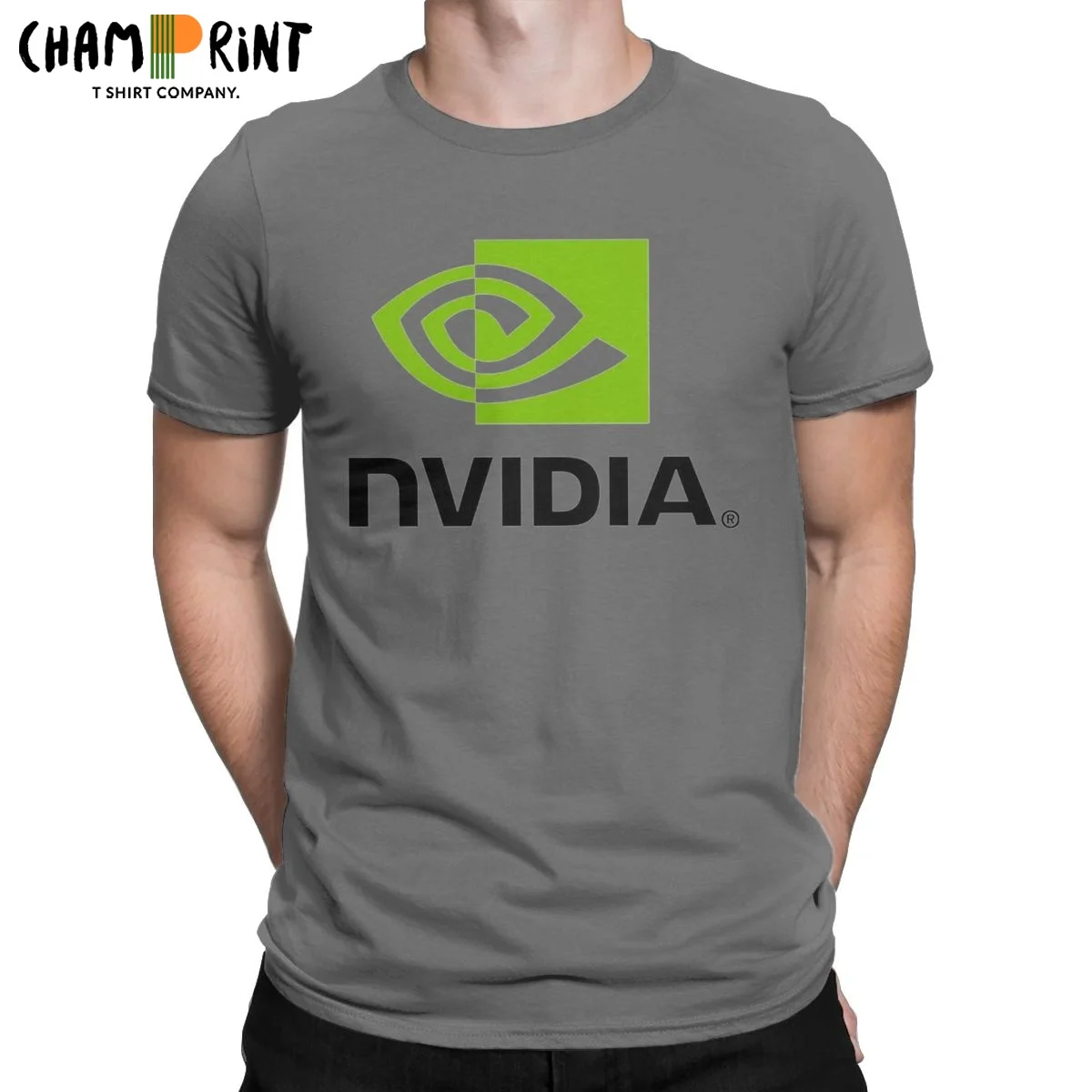 Men's T-Shirt Nvidia Logo Humor Pure Cotton Tee Shirt Short Sleeve T Shirt Crew Neck Clothing Plus Size