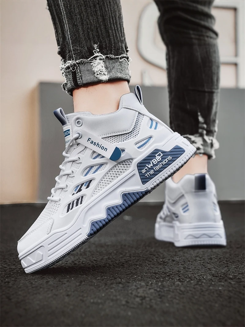 Men's Casual Shoes PT Thick Bottom Anti-Slip Leisure Flat Shoes Versatile Youth White Sports Trendy Shoes Comfortable Breathable