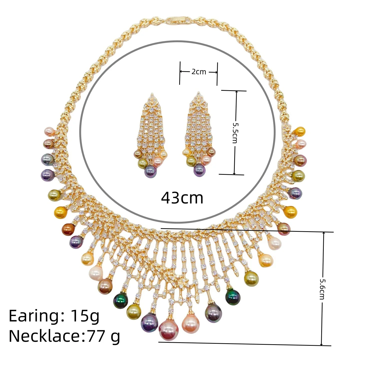 luxury jewelry sets necklace earrings zirconia pearls wedding bride dinner party gold silver color jewelry women anniversary