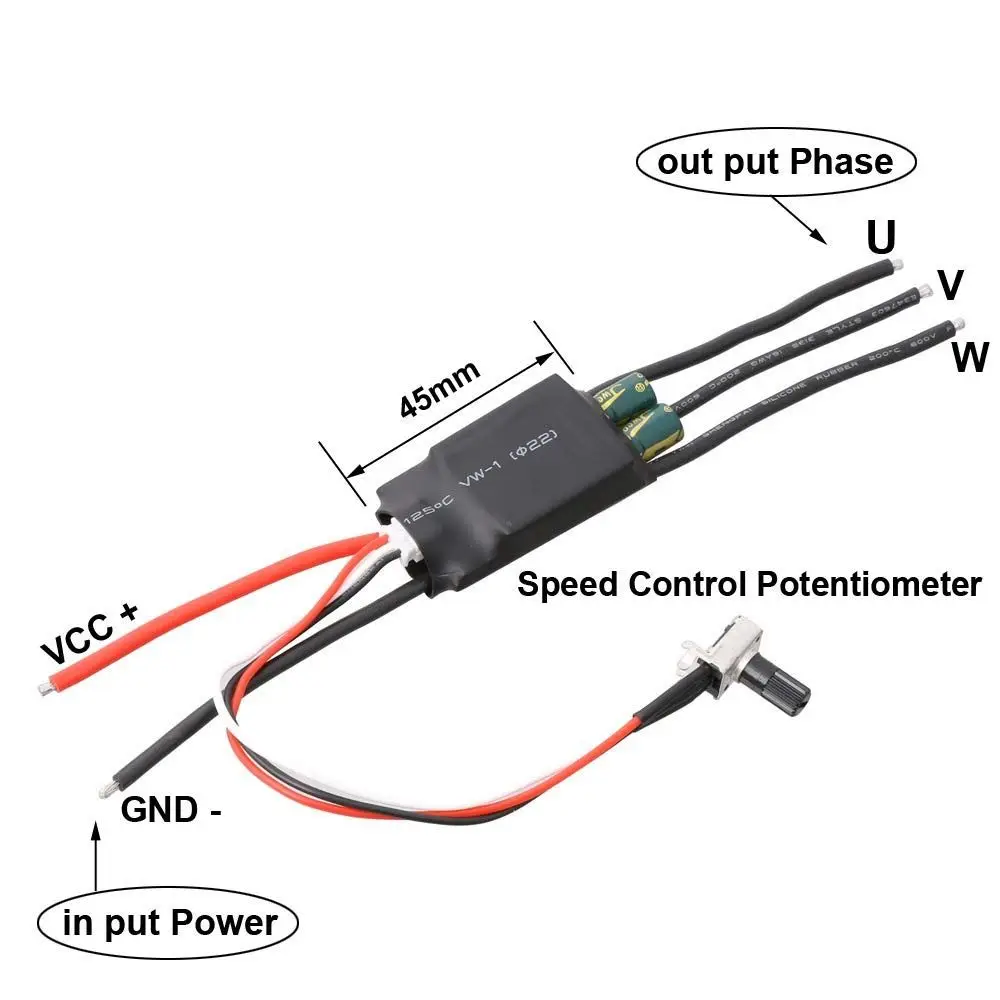 200W BLDC Brushless Motor Driver 3-Phase DC 7-24V Speed Controller Module Potentiometer DC Brushless BLDC Controller ESC