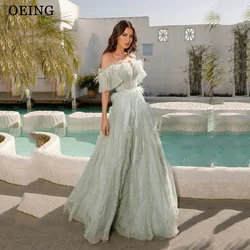 OEING Princess Prom Dresses Elegant Off The Shoulder Ruffles Evening Gowns Floor Length Formal Occasion Party Dress Gala 2024