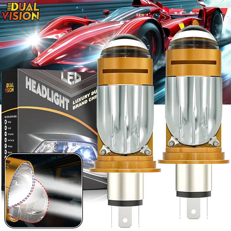 Dualvision H4 LED Fari per auto Lampadine CANBUS Turbo Auto Lampadina H4 Luci abbaglianti e anabbaglianti H4 Bi Lente del proiettore Fendinebbia 12V LHD RHD