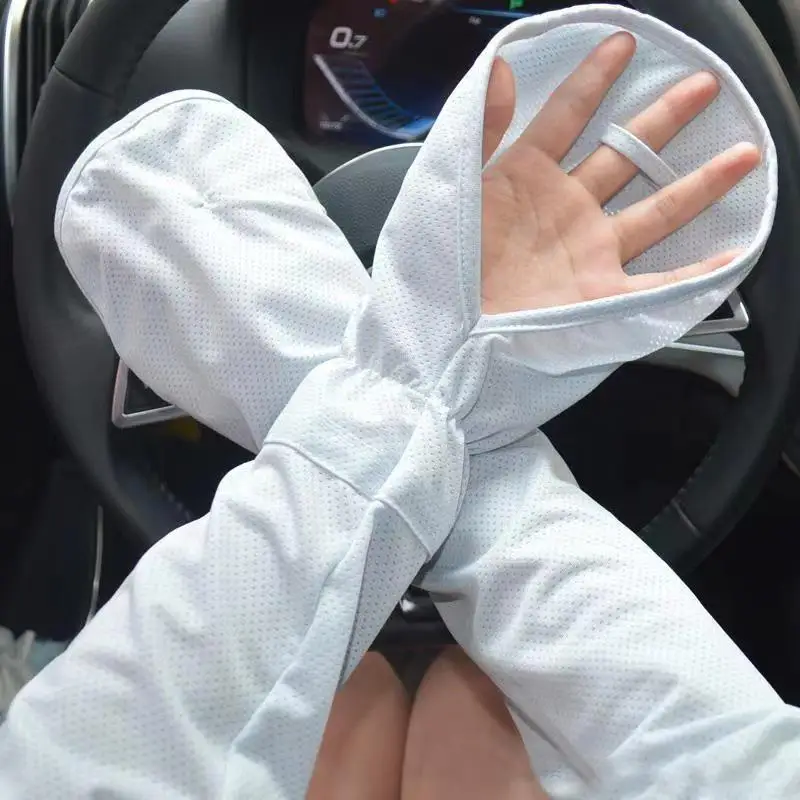 Sun Protection Arm Guard UV Ice Sleeve ขับรถแขน Breathable Arm ถุงมือผ้าไหมน้ําแข็ง Cuffs ฤดูร้อนหลวมตกแต่งขนาดใหญ่ครอบคลุม