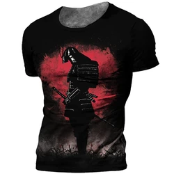 Japanese Samurai T-shirt 3D Japan Style Print Short Sleeve Tops Tees Casual Retro Men's T shirt Oversized Vintage Men's Clothing