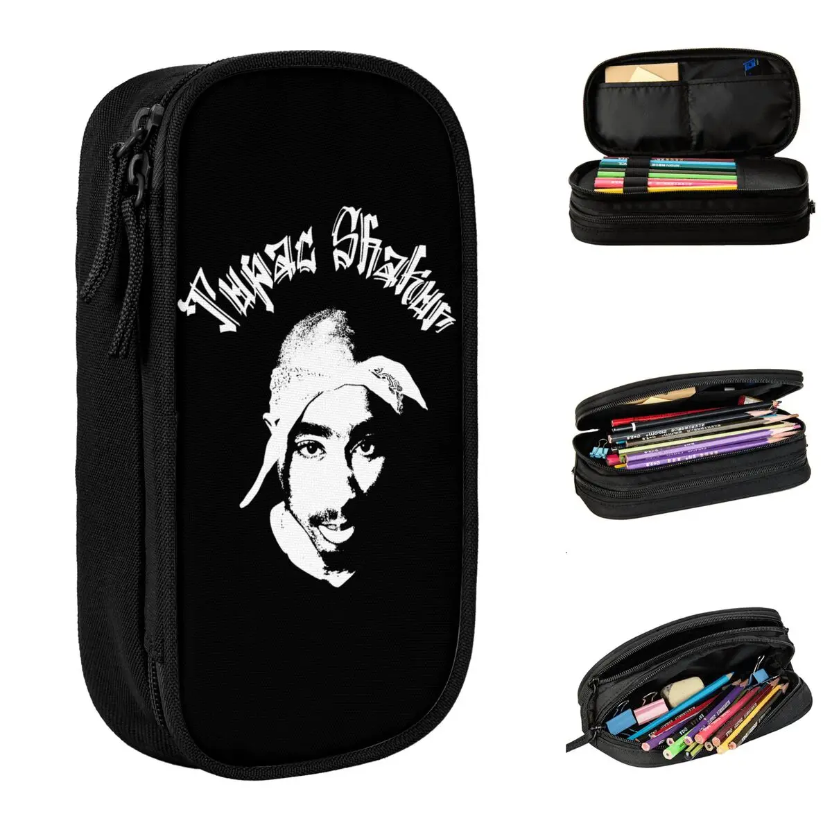 2PAC Hip Hop Music Accessories Pencil Case Large-capacity Office Accessories Pencil Box Suprise Gift