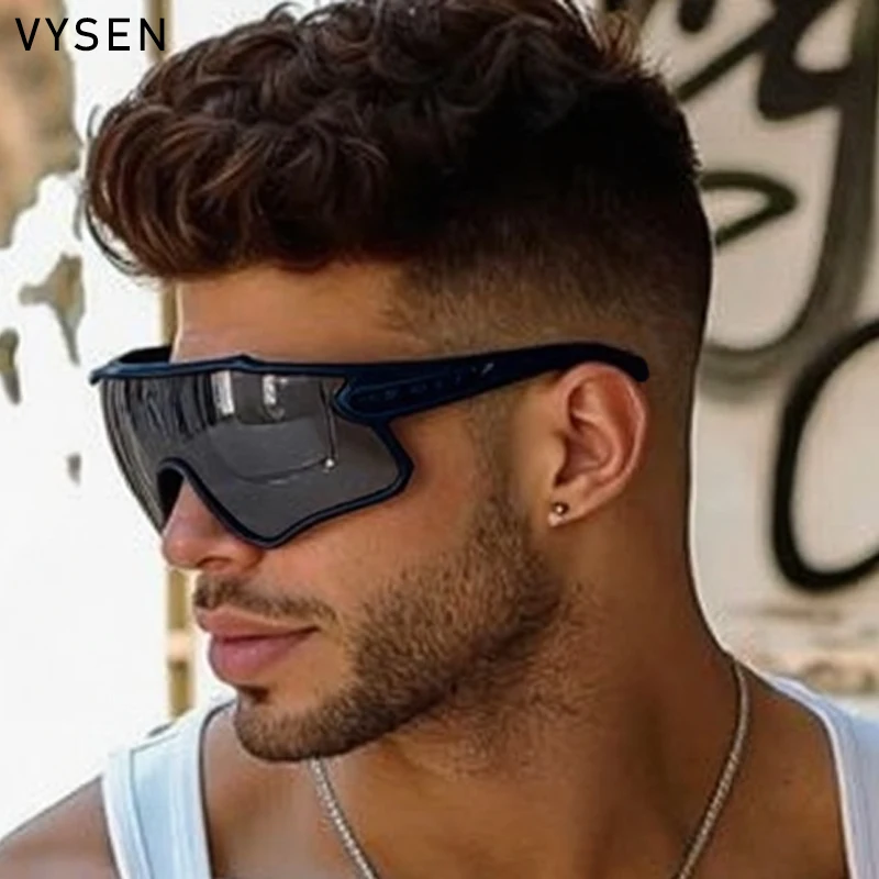 المتضخم الاستقطاب قطعة واحدة درع النظارات الشمسية الرجال 2025 العلامة التجارية الفاخرة خمر يندبروف نظارات شمسية في الهواء الطلق حملق نظارات UV400