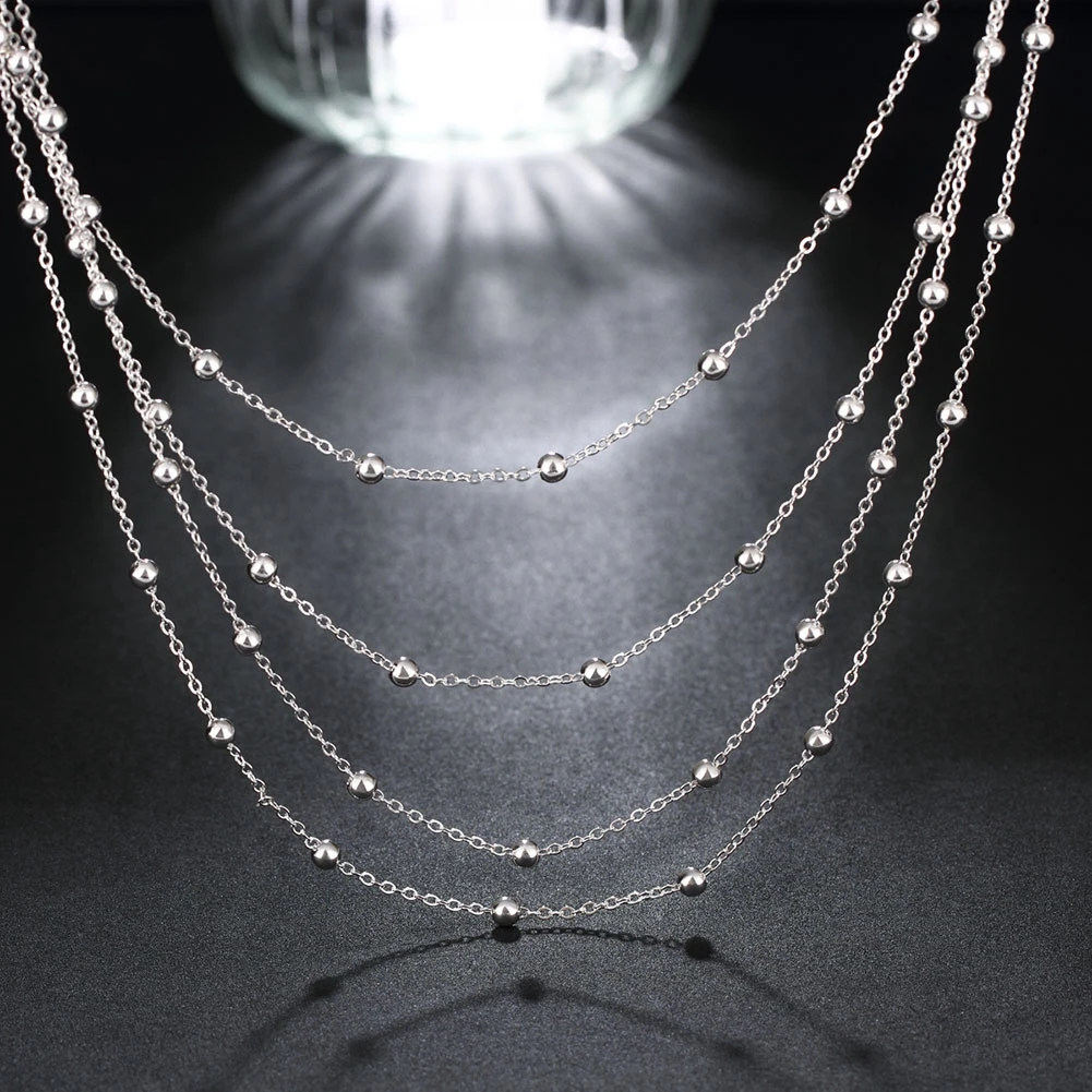 

Fine 925 Sterling Silver Necklace Jewelry European Style Popular Women Lady Cute Charms Beads Chain Fashion Valentine'S Day Gift
