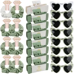 4-24Sets Wedding Heart Shaped Sunglasses for Guests Bachelorette Party Hair Ties Hairpin Square Bridesmaid Scrunchies Gifts