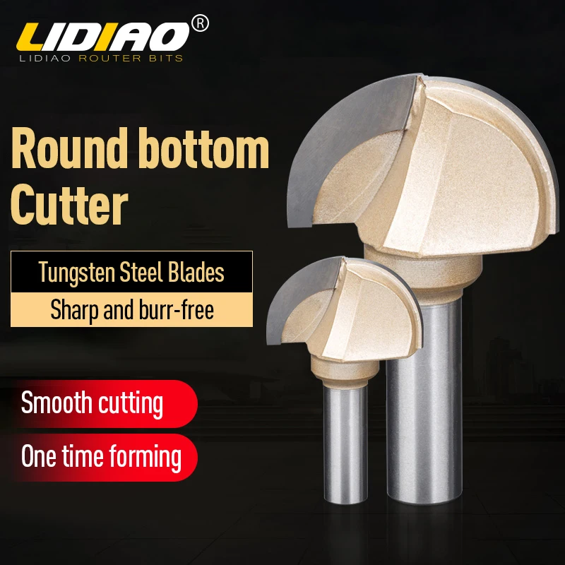 LIDIAO Carbide Milling Cutter for Wood CNC Endmill Core Bits 1/2 1/4 Shank Round Ball Nose Router Bit Tungsten Woodworking Tools