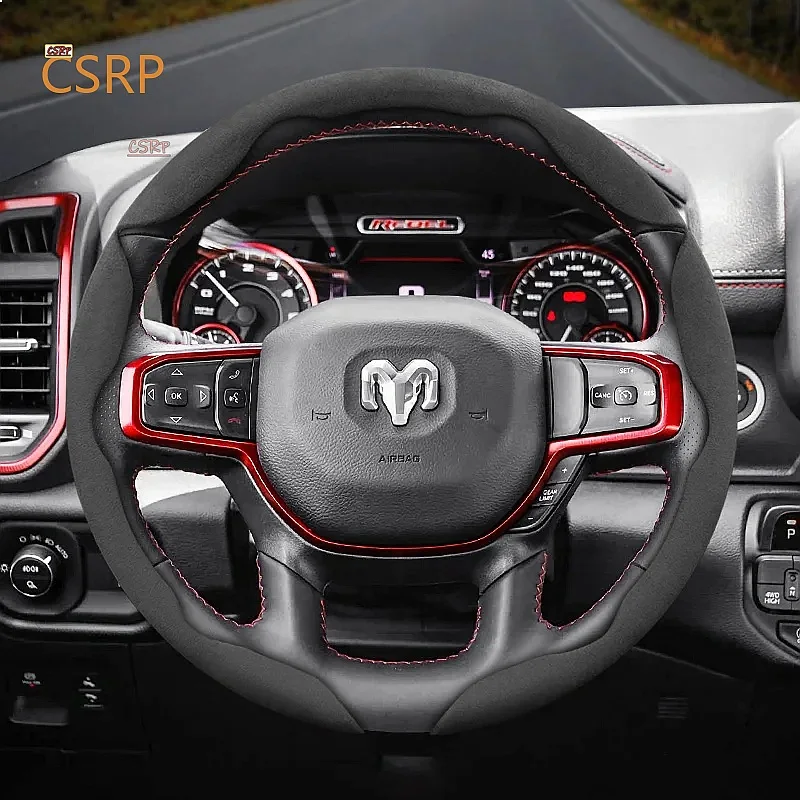 Suitable for Ram Anti-Slip Buckle Segmented Suede Steering Wheel Cover for Models Such as Pickup Promaster Rampage 1500 2500