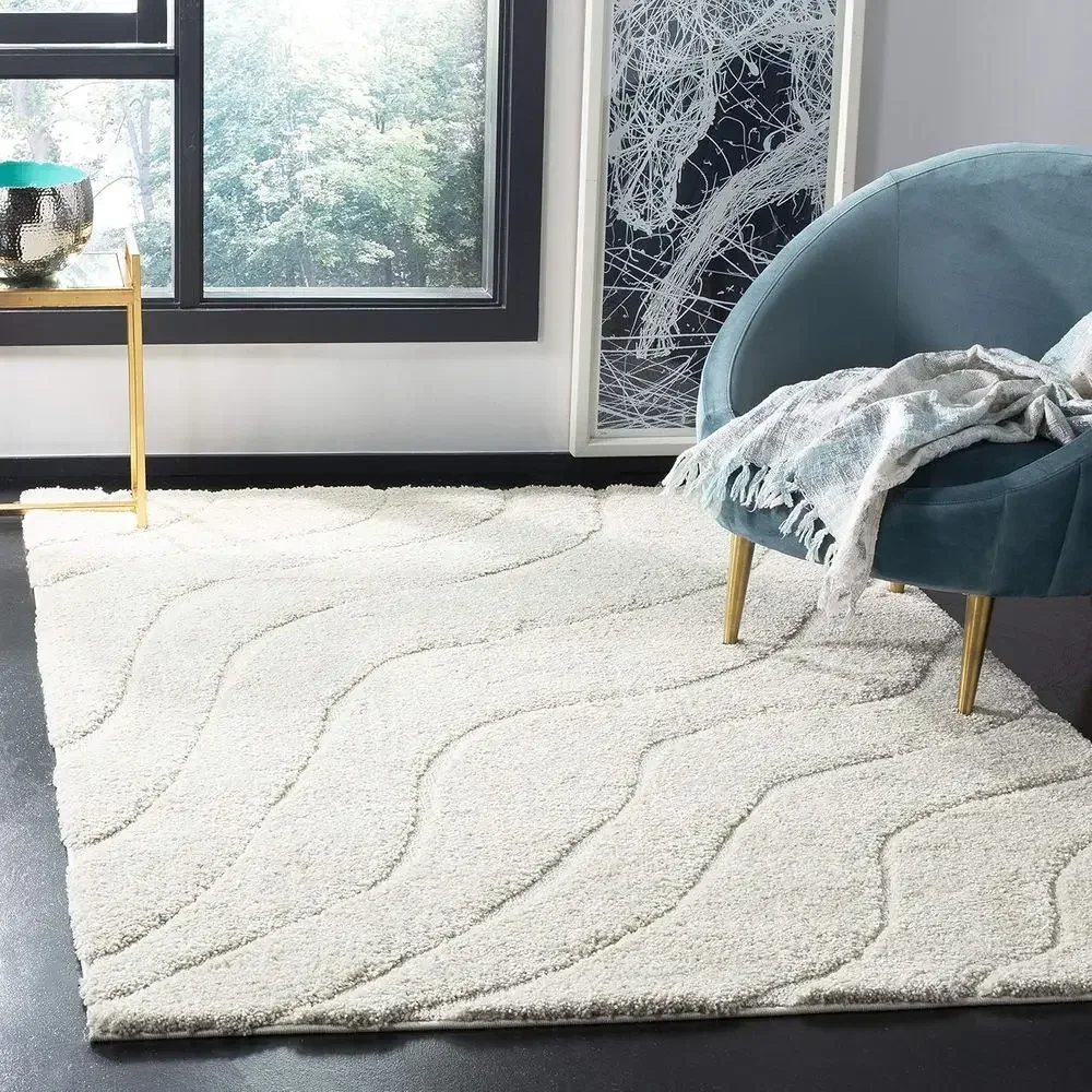 Shag Collection Area Rug - 8'6 x 12', Cream & Cream, Non-Shedding, Easy Care, 1.2 Thick for High Traffic Living Spaces