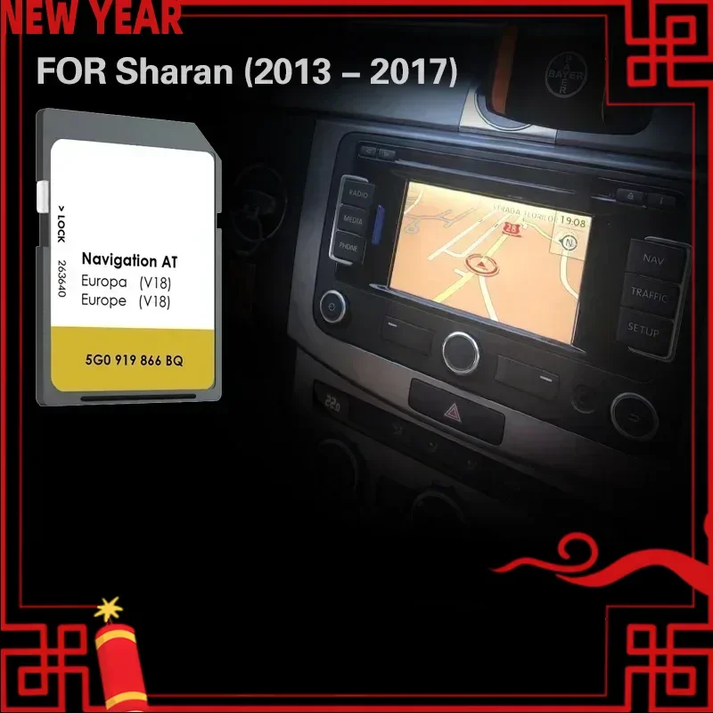 

AT V18 Fitting for VW Sharan 2013 2017 Car New Update Map Version SD Navigation Card Cover France Bulgaria Sweden Switzerland