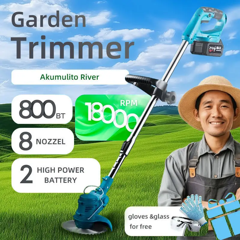 Electric Lawn Mower for Makita 21V Grass Trimmer Cordless Brush Auto Release String Cutter Power Household Garden Tools